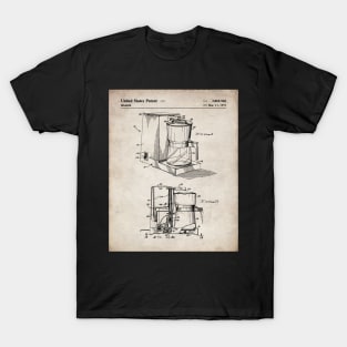 Coffee Maker Patent - Coffee Lover Kitchen Cafe Decor Art - Antique T-Shirt